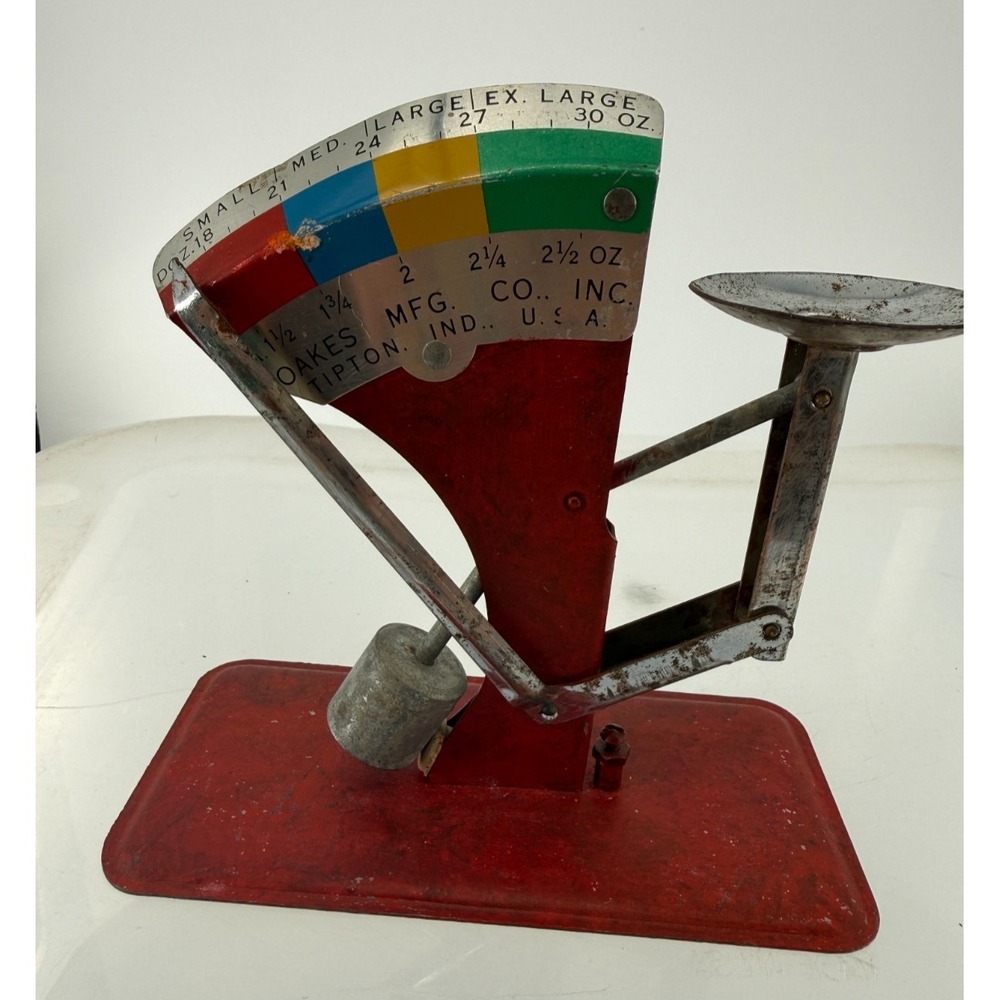 Vintage Oakes Mfg Tipton IN Produce Counter Balance Scale Tomato Fruit Grading